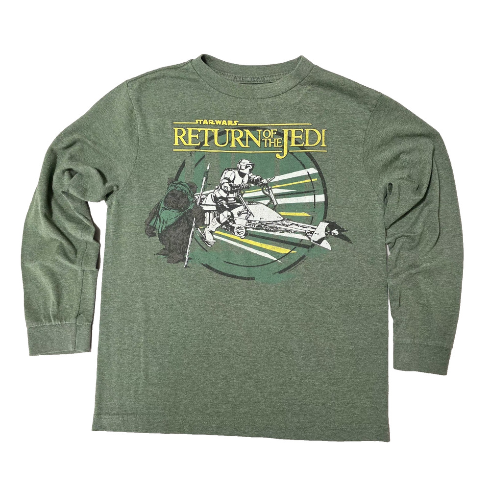 Star Wars Return of the Jedi Long Sleeve Shirt Green Boys L Scout Trooper Ewok